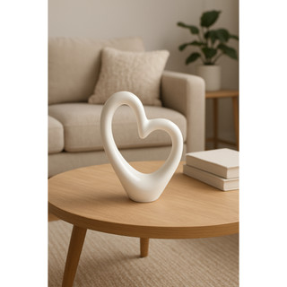 Vaso Coração Escultura Decorativa Centro de Mesa Sala Casa House em Cerâmica