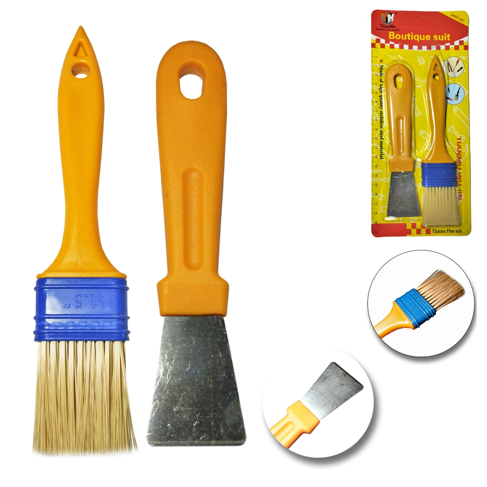PINCEL / TRINCHA PARA PINTURA COM ESPATULA DE METAL CABO PLASTICO BOUTIQUE SUIT AMARELO 1,5'' 35MM / 1,5'' 35MM 16,5CM