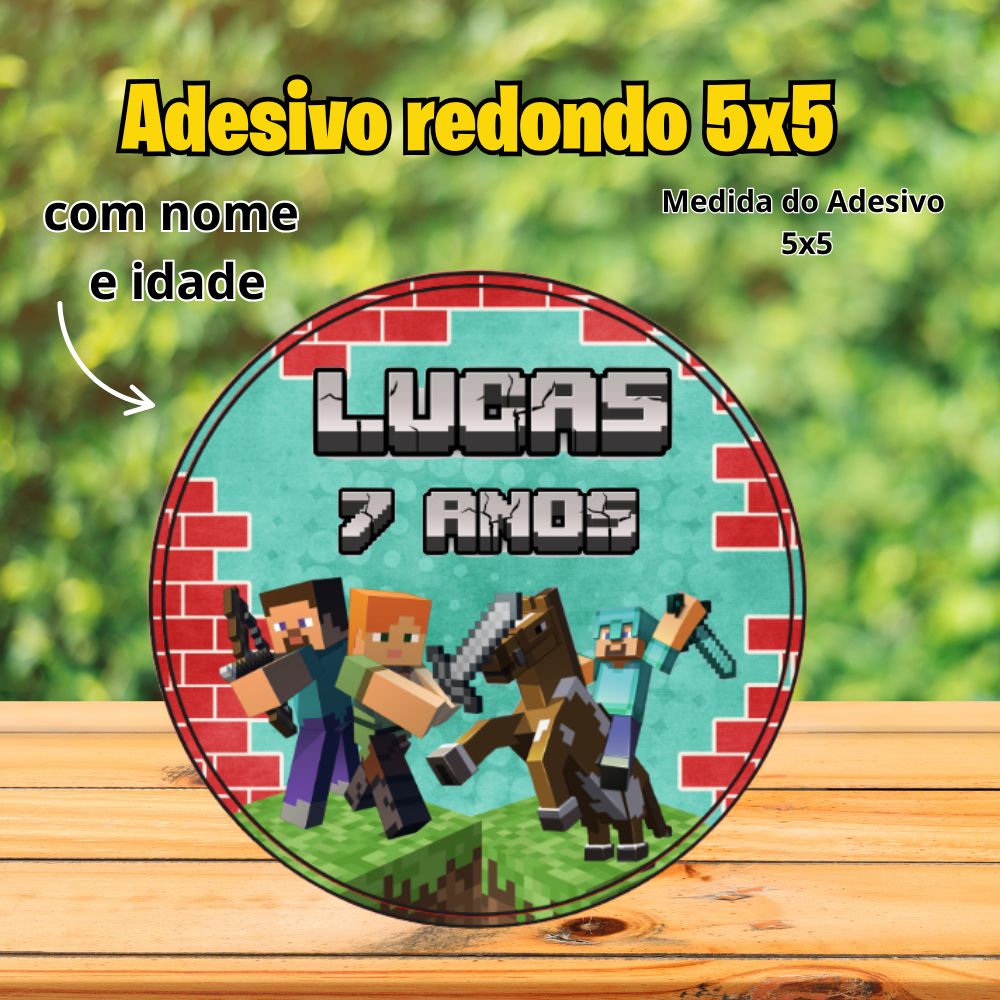 Adesivos Personalizados 5x5 cm Minecraft 2 - Rótulos adesivos - FAZEMOS TODOS OS TEMAS  Minecraft