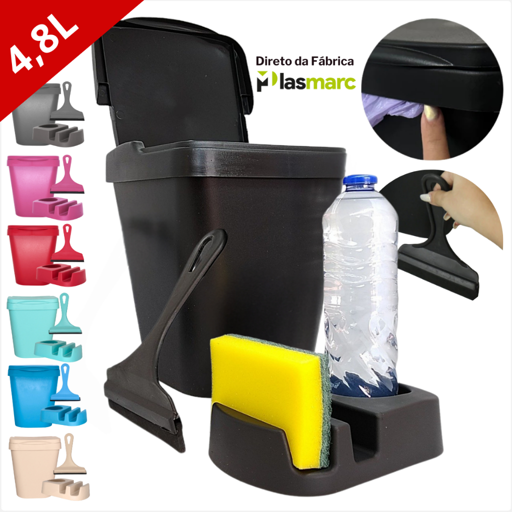 Conjunto Porta Detergente Rodo de Pia Lixeira Cozinha Area Gourmet Banheiro em Oferta na Shopee