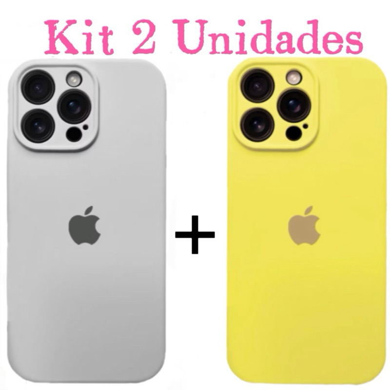 Kit 2 Case Capina Silicone Aveludada com proteção de câmera para iphone 12 12Pro 12Promax Branco é Colorido
