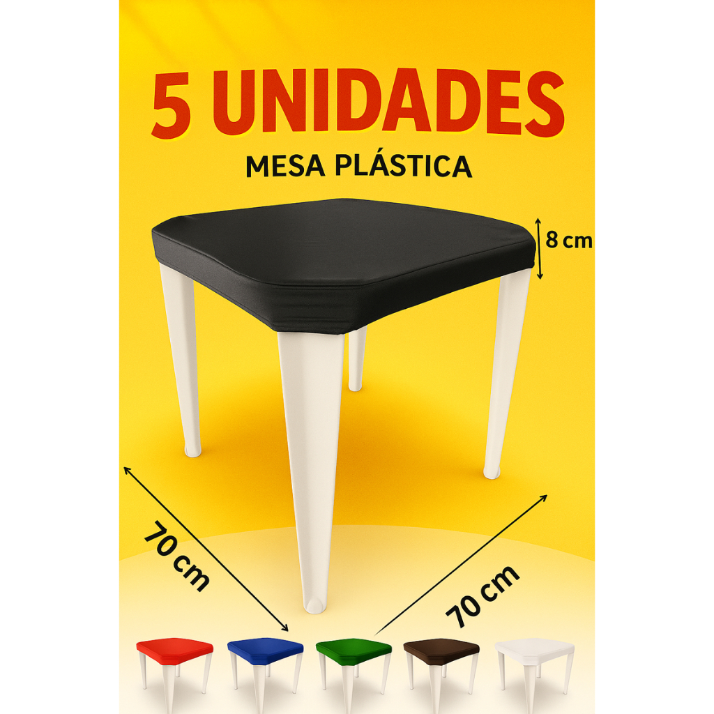 Jogo de 5 Capas Para Mesa De Plástico Restaurantes Bar Lanchonete 70x70 Impermeável