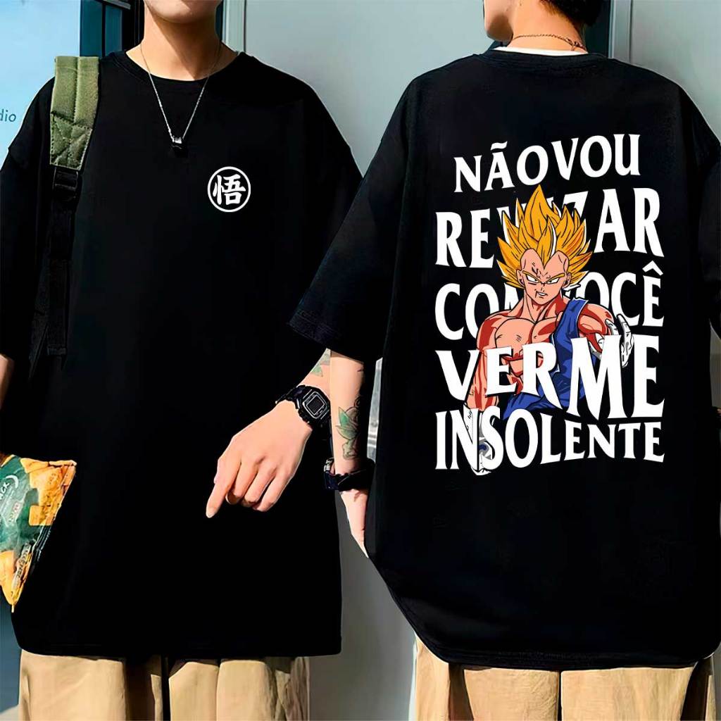 Camiseta Oversized Streetwear Vegeta Academia Estilo Urbano 100% Algodão Unissex  Feminino Masculino