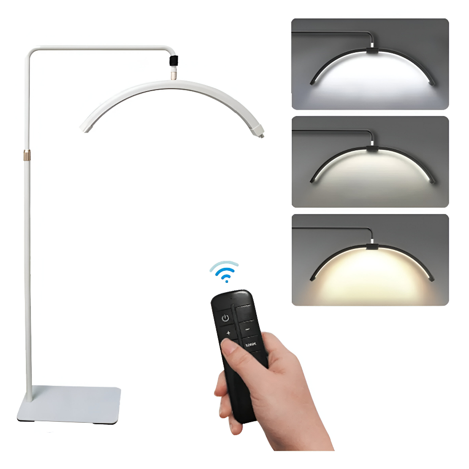 Luminária Arco Meia Lua BRANCA Articulada Estética e Manicure Controle Tamanho 180 cm 36W Casa AP