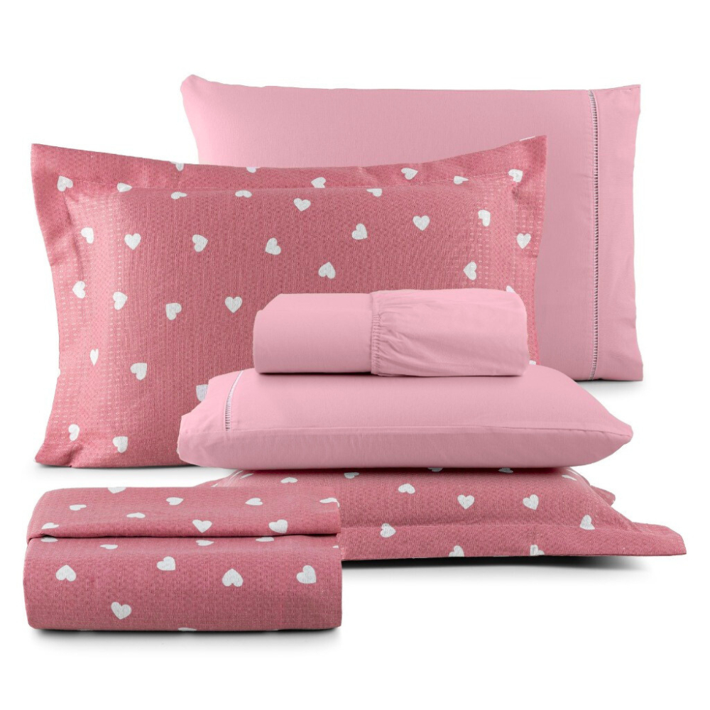 Kit 4 Peças Solteiro Cobre leito + Jogo de lençol 100% Algodão 180 fios Tecido Piquet em Oferta na Shopee