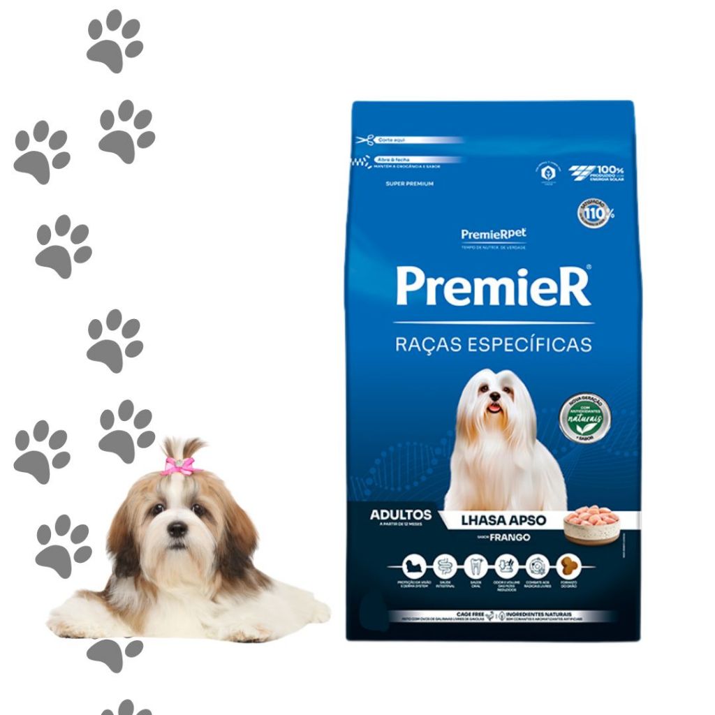 Ração Cães Adultos Raças Específicas Lhasa Apso Frango 1kg - Premier