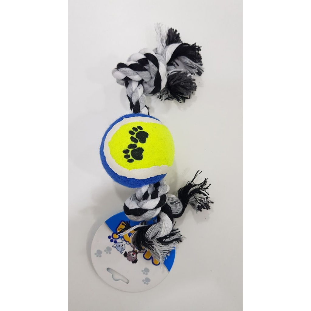 Brinquedo Mordedor Corda 2 Nós e Bola De Tênis