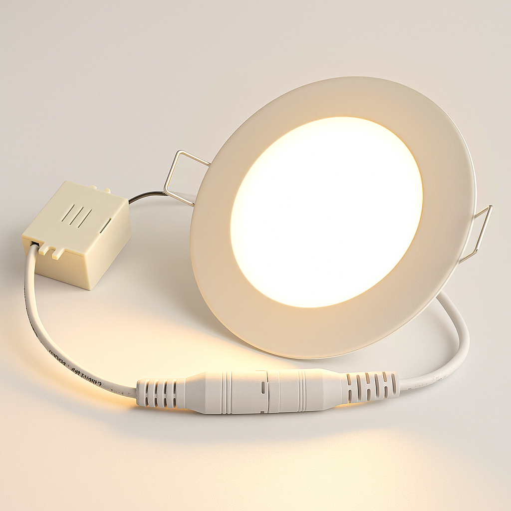 Plafon Painel de LED Redondo de Embutir 12cm de diâmetro Bivolt (110/220V)- 6W - 6500k