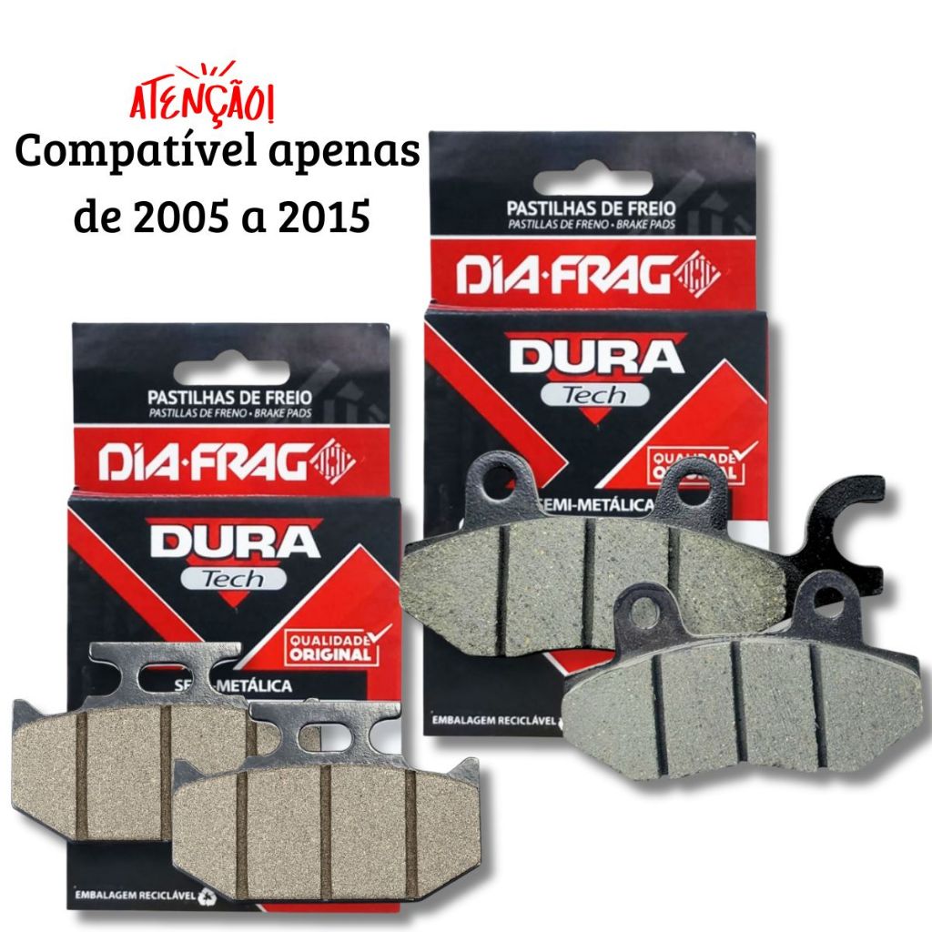 Kit Pastilhas de Freio Fazer 250 2005-2015 Diafrag Dura Tech em Oferta na Shopee