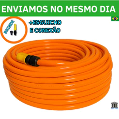 Mangueira de Jardim Siliconada Kit Completo Metros Laranja Resistente