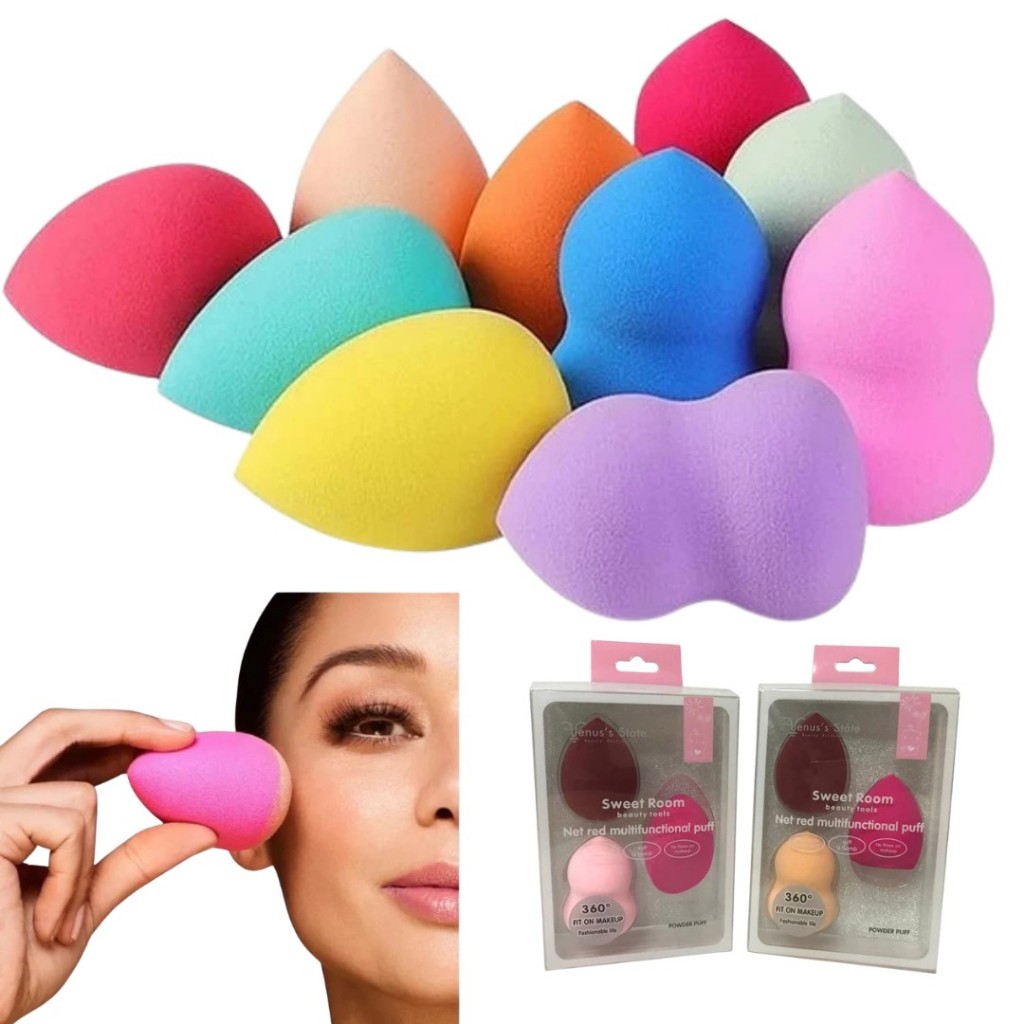Kit com 3 Esponjas Macias para Maquiagem Base Corretivo Contorno Multifuncional Profissional Qualidade