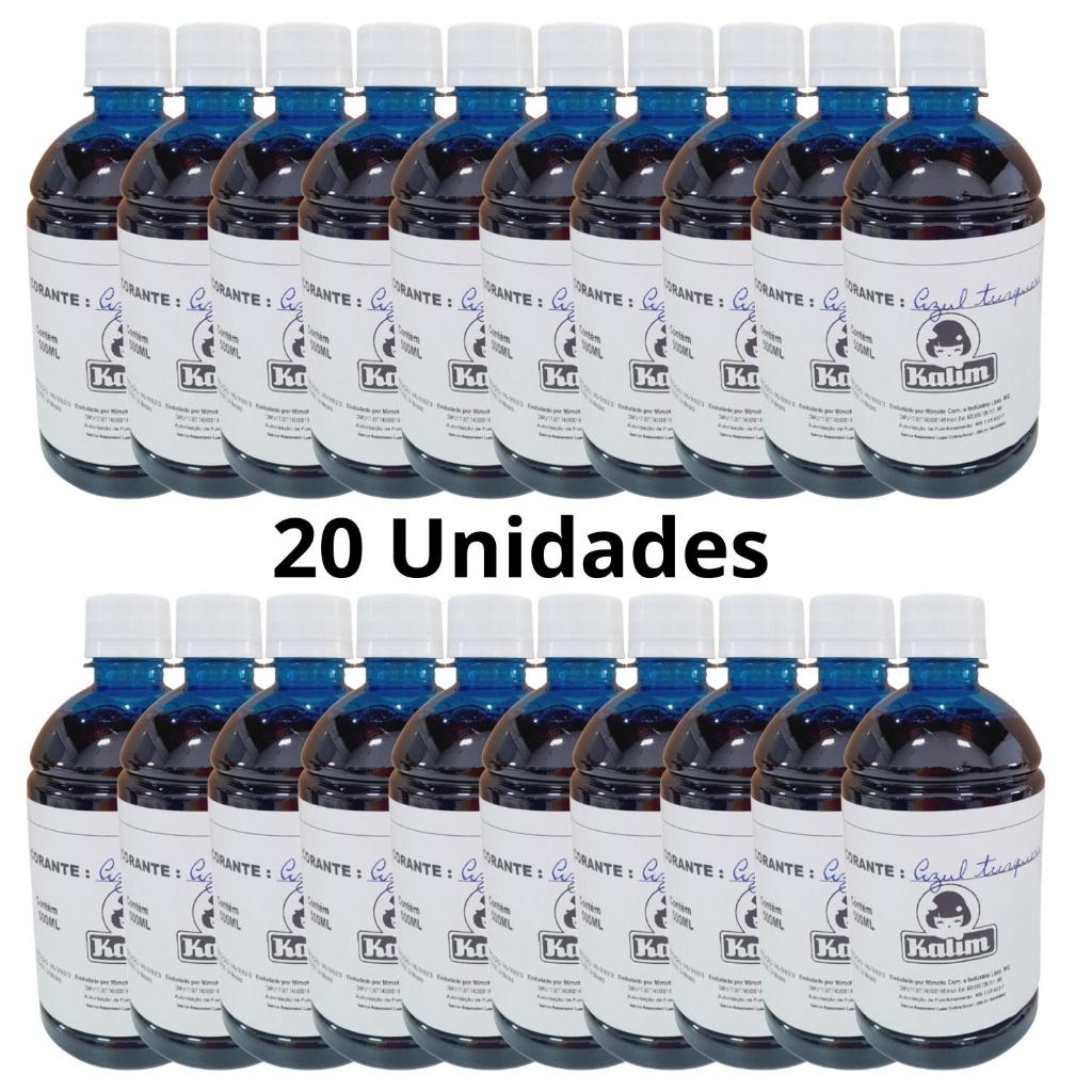 20 Unidades Corante 500ml Produto de Limpeza Aromatizante Sabao Detergente Azul Turquesa