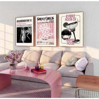 Quadro decorativo 3 peças grande feminino drink frase rose mulheres em Oferta na Shopee