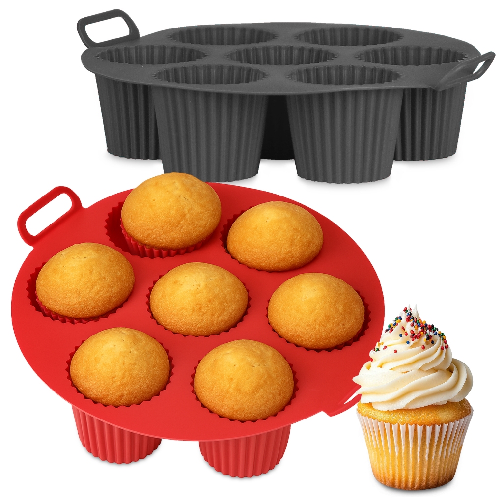 Forma de Silicone Molde Cupcake Mini Bolo Muffim 7 Cavidades Confeitaria Air Fryer Forno