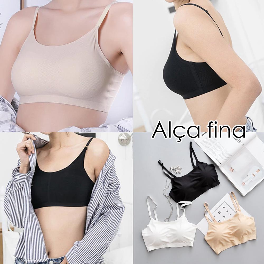 KIT 2 Sutiã Sem Costura Alça fina·Regata·Nadador·Faixa Com Regulagem Bojo Confortável Poliamida Top Conforto em Oferta na Shopee