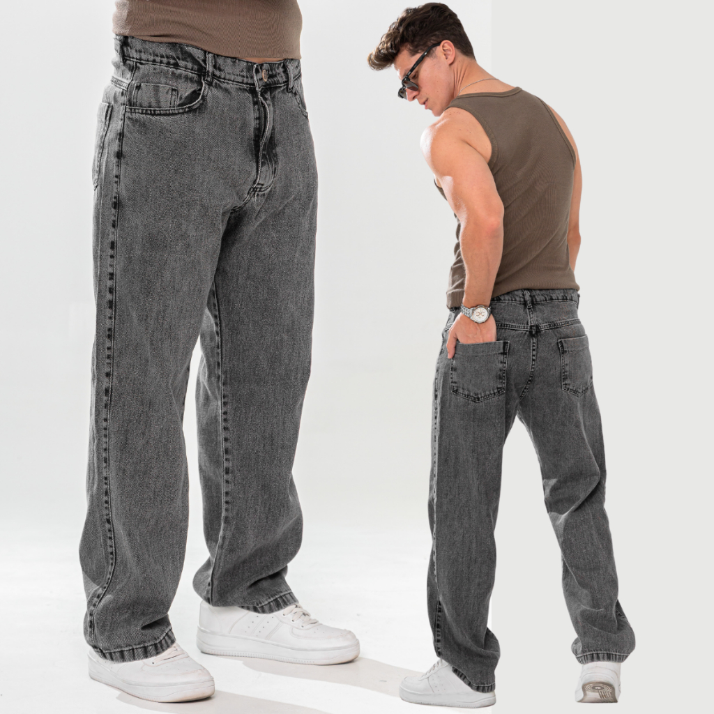 Calça Balão Baggy Jeans Grafite Marmorizada Streetwear Larga Skatista 36 ao 48