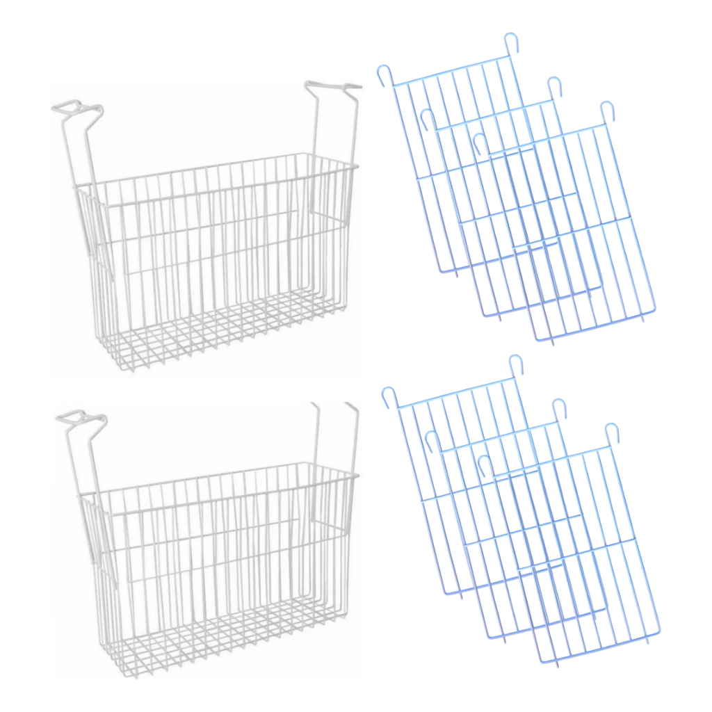 2 Cesto Freezer Horizontal + 6 Separadores De Cesto Picolé Polpa Fruta Congelados