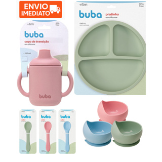 Kit Buba Completo Introducao Alimentar Silicone Bebe Prato Copo Colher Bowl Rosa Verde Azul em Oferta na Shopee