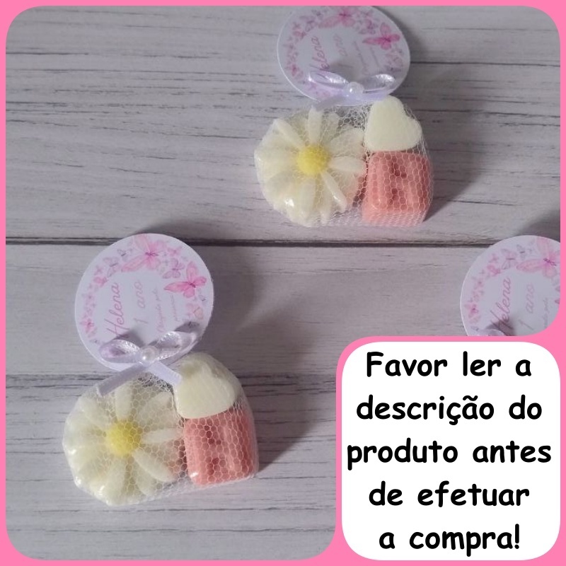 Lembrancinha Sabonete 1 Letra Média + 1 Mini Coração + 1 Margarida - Tema Margarida