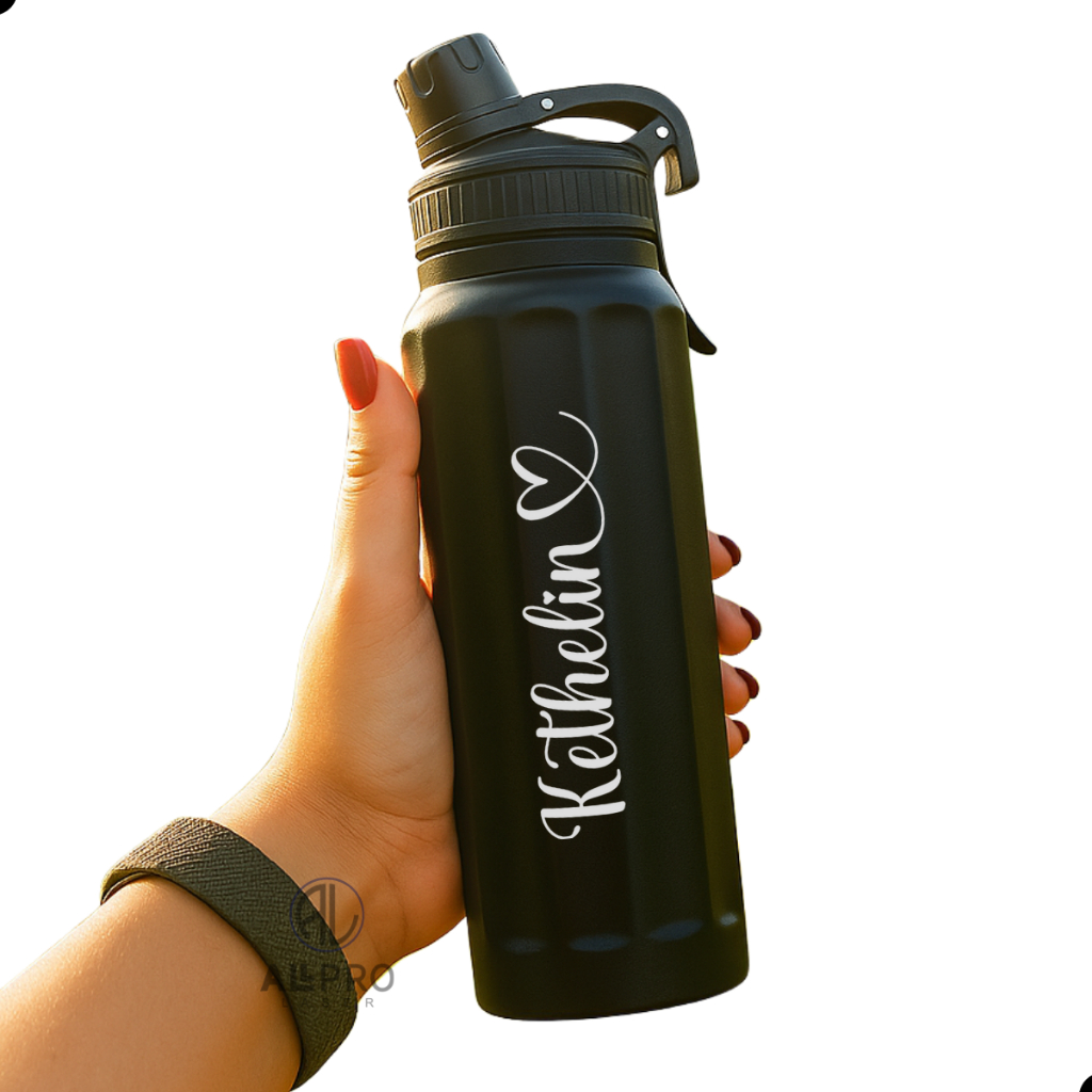 Imagem Garrafa Térmica Inox 800 ML Personalizada a Laser Desenhos Nomes Signos