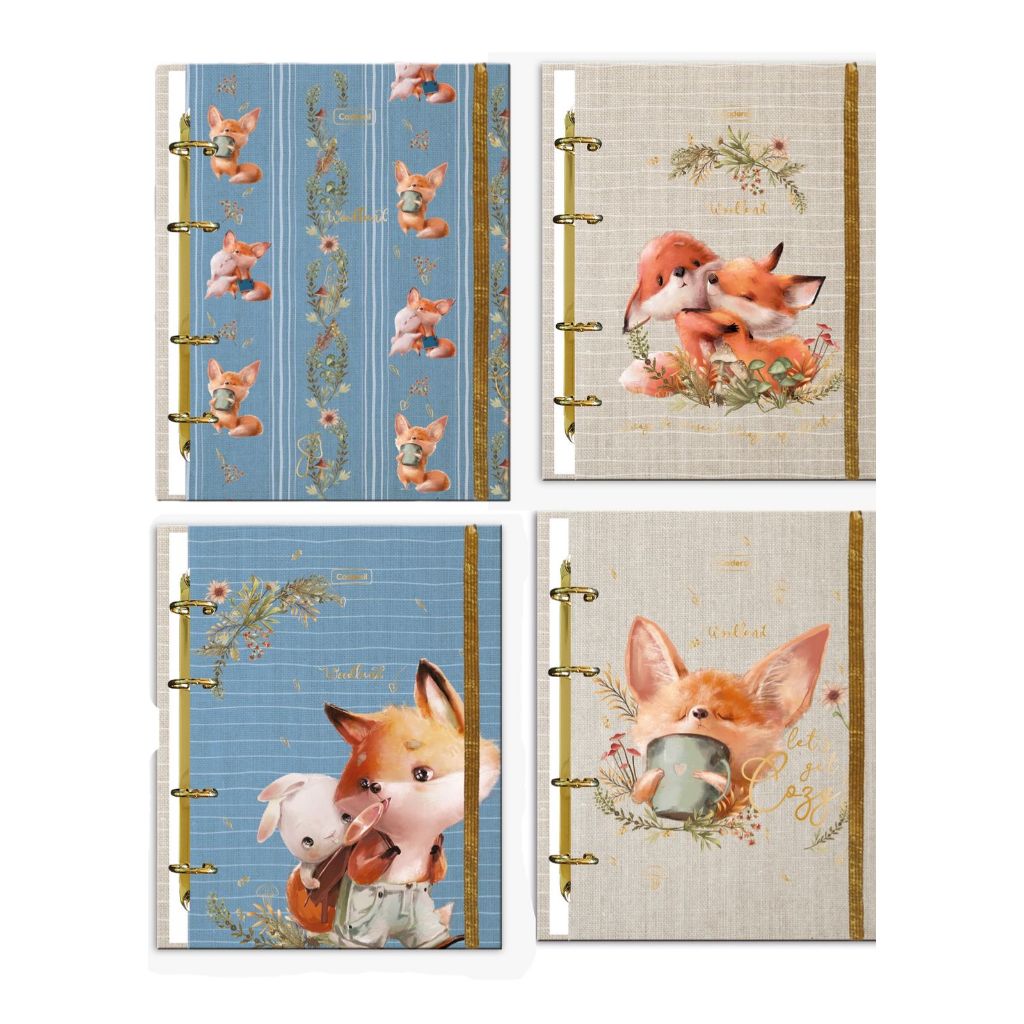 Caderno Argolado Fichário com 4 Capas 4 argolas Colegial Woodland Capa Dura Cadersil 19,2x 26 cm