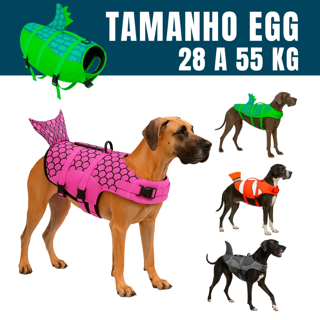 Colete Salva Vidas Pet Flutuante EGG 28 a 55 kg Cães Cachorros Grandes Praia Piscina Água Mar em Oferta na Shopee
