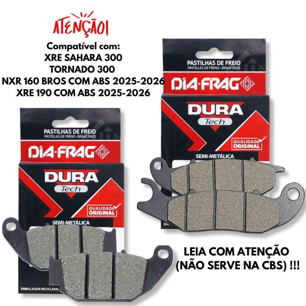 Kit Pastilhas de Freio Xre 300 Sahara 2024-2025 / Tornado 300 2024-2025 Diafrag (Semimetálica)