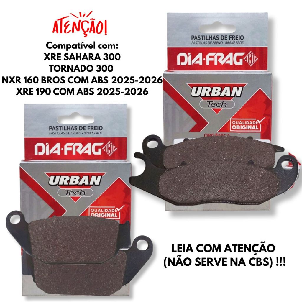Kit Pastilhas de Freio Nxr 160 Bros Abs 25-26 / Xre Sahara 300 Abs 2024-2026 / Xre 190 25-26 Diafrag (Orgânica) em Oferta na Shopee