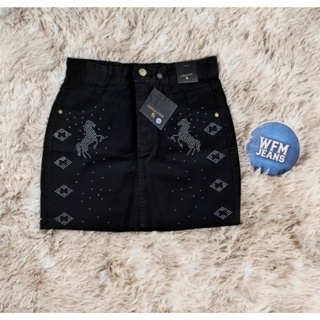 Mini Saia Jeans Com Brilho Strass Cavalo Lozangos em Oferta na Shopee