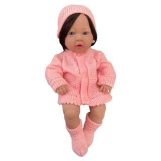 Casaquinho de Boneca Bebê Reborn com Touca e Sapatinho Tricô Rosa em Oferta na Shopee