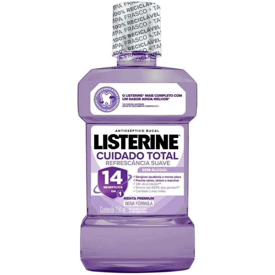 Enxaguante Bucal Listerine Cuidado Total 14 Benefícios Em 1 Menta Suave Sem Álcool 250ml em Oferta na Shopee