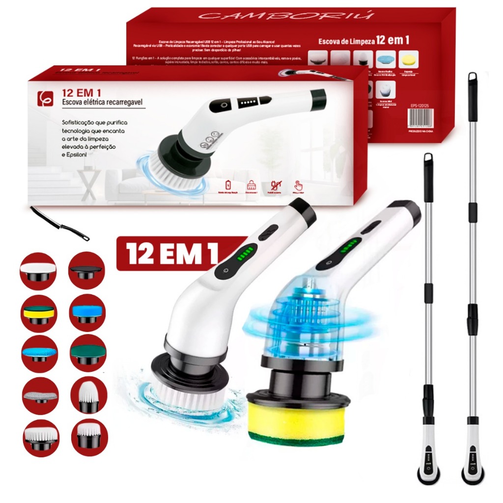 Kit Escova Elétrica de Limpeza 12 em 1 – Rotativa e Recarregável para Uso Doméstico em Oferta na Shopee