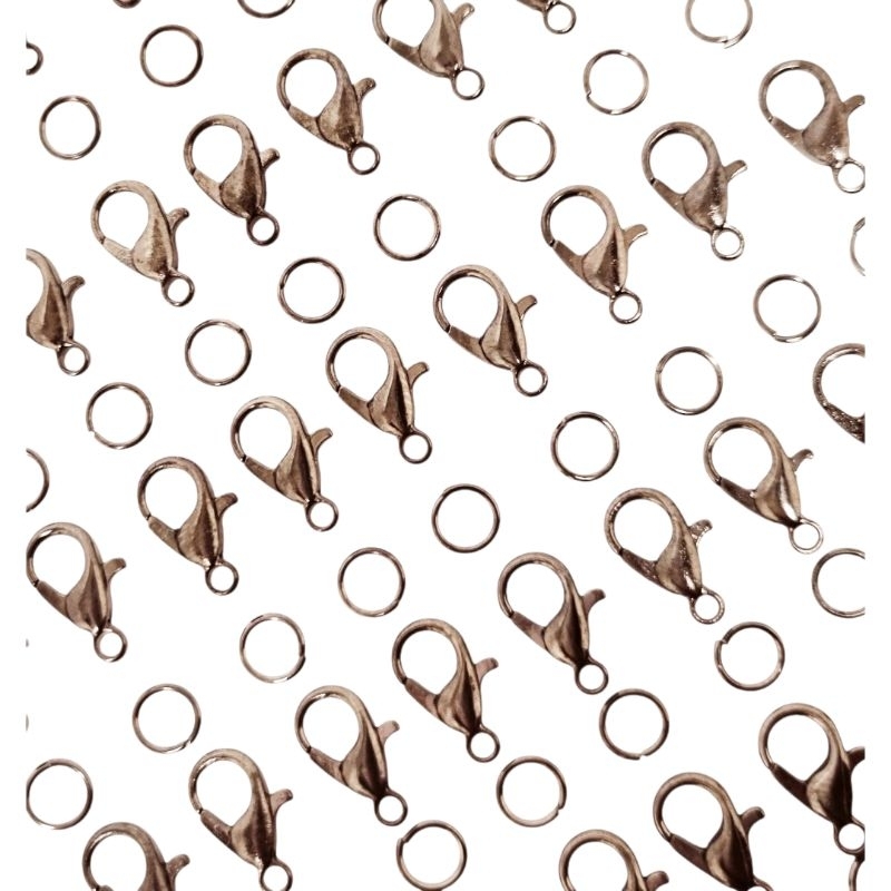 Fecho Lagosta + Argolinha. 12mm e 14mm – 12mm com 50 ou 100 / 14mm com 25 ou 50