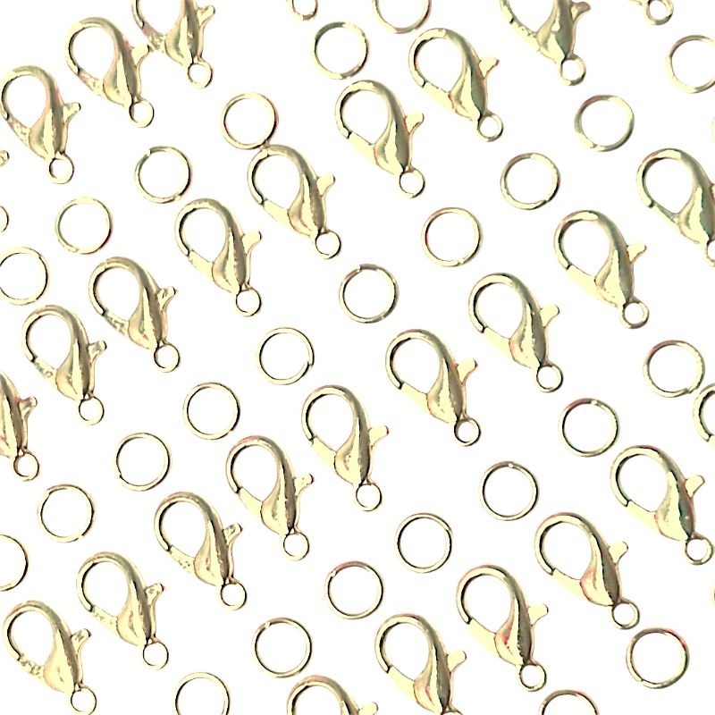 Fecho Lagosta + Argolinha. 12mm e 14mm – 12mm com 50 ou 100 / 14mm com 25 ou 50 em Oferta na Shopee
