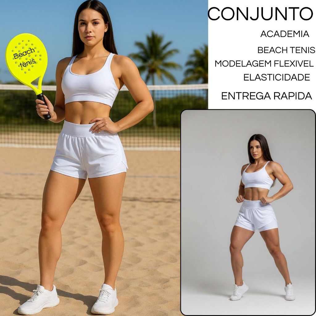 Conjunto De Academia Feminino Short Legging + Top Com Compressão e Zero Transparência