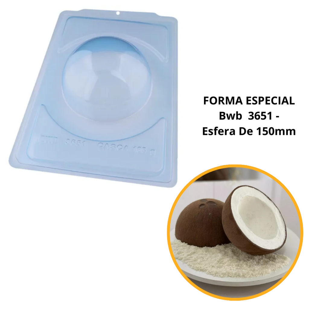 Forma BWB Com Silicone Semiprofissional, Auto Rendimento Doces Finos Chocolates Cód. 3651 - Esfera de 150mm em Oferta na Shopee
