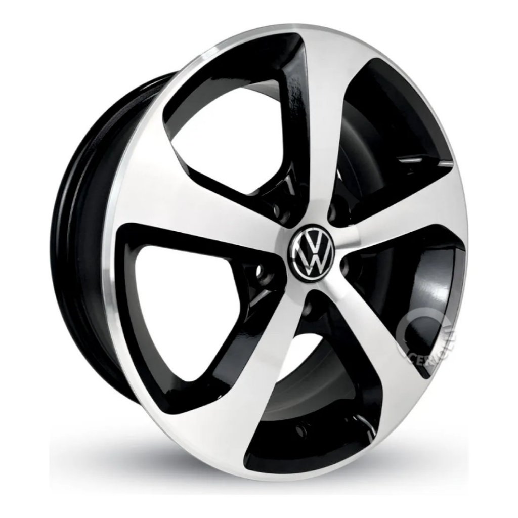 Kit 4 Rodas Aro 15 5x100 Polo Fox Virtus Austin Gti Preto com Diamantado Bicos de Brinde M25