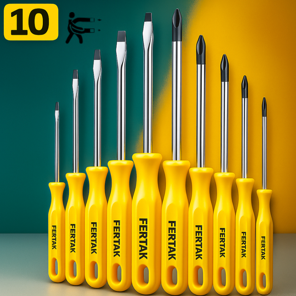 KIT 10 Chaves De Fenda E Philips Conjunto Peças Profissionais Imã Magnética Promoção Mais Vendido