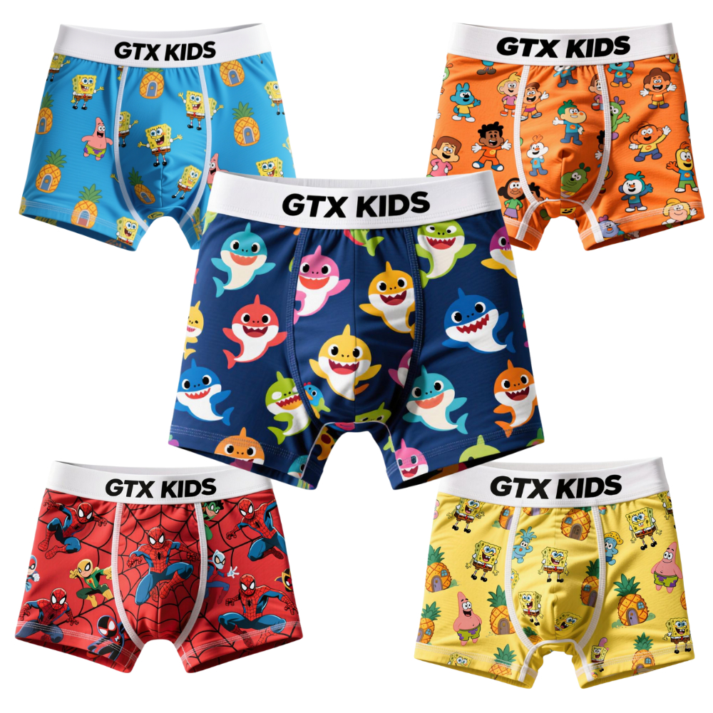 Kit 5 ou 10 Cuecas Box Infantil Microfibra Original Cueca Boxer para Crianças Estampada