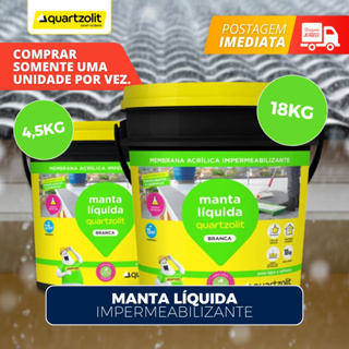 Borracha manta Liquida Quartzolit 18kg Impermeabiliza E Protege Branca Galão em Oferta na Shopee