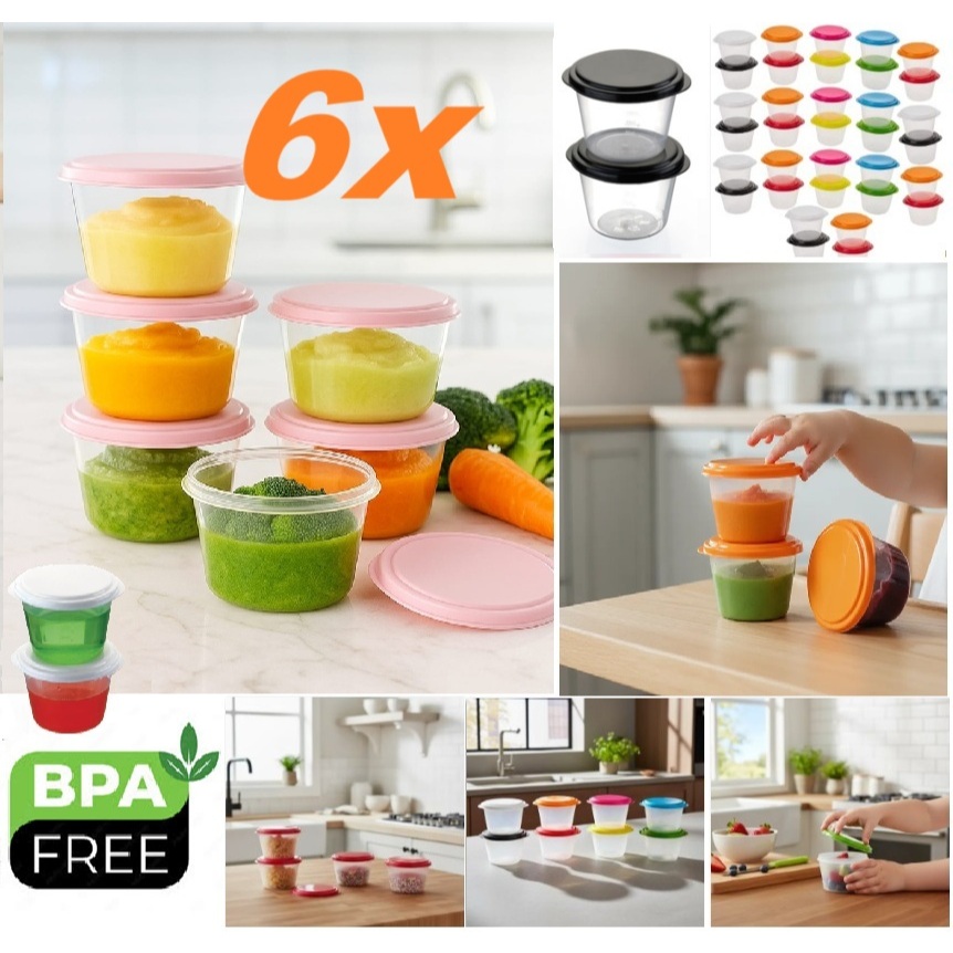 6 Potes Gelatina Papinha 100 ml BPA Free em Oferta na Shopee