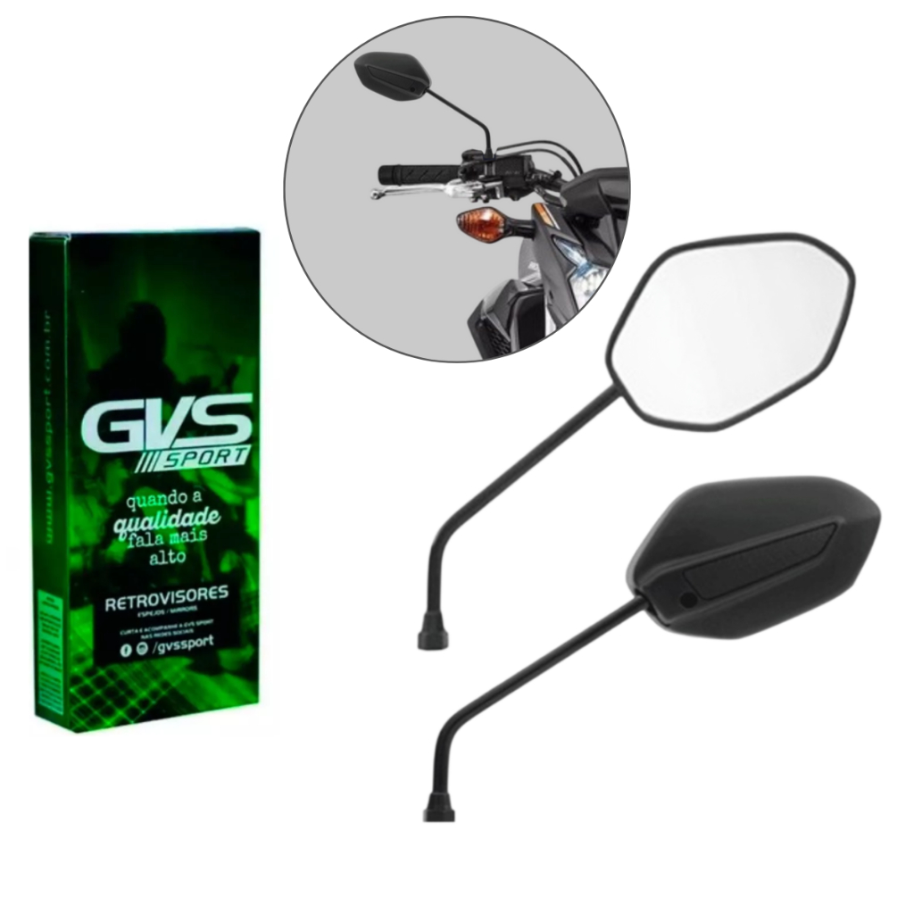 Retrovisor Nova CG Titan 150 2014 GVS Lente Plana Rosca Honda