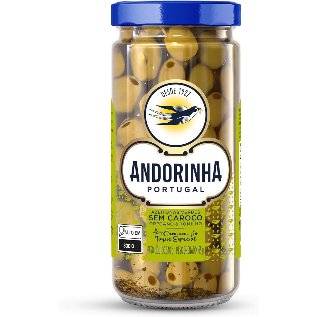 Azeitona Verde com Orégano e Tomilho Andorinha 165g – Sabor Mediterrâneo em Cada Mordida em Oferta na Shopee