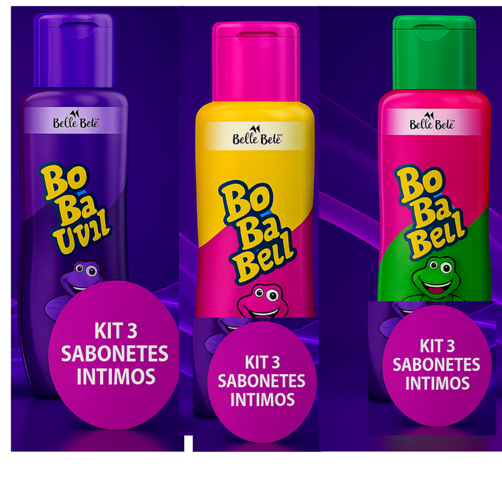 Kit Sabonete Íntimo Líquido Bababell Tutti Frutti + Uva + Melancia 200ml - Bell Corpus- 9 UNIDADES