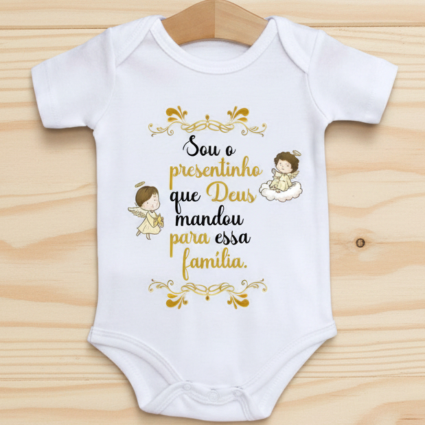 Body de Bebê Roupa Bebê Roupinha Bebê Frases Sou o Presentinho de Deus em Oferta na Shopee