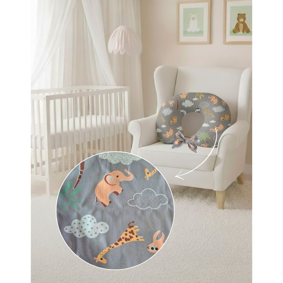 Almofada Amamentação com Amarração - Almofada Bebê 58X55cm Percal 400 Fios Super Macio