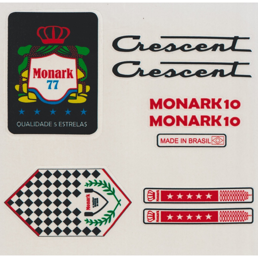 Antigo Grafismo Adesivo P/ Bicicleta Monark Crescent 77 Bike