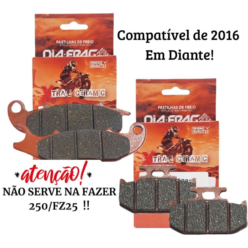 Kit Pastilhas de Freio Lander 250 2016-2026 / Crosser 150 Abs 2019-2026 Sinterizada Cerâmica Diafrag em Oferta na Shopee