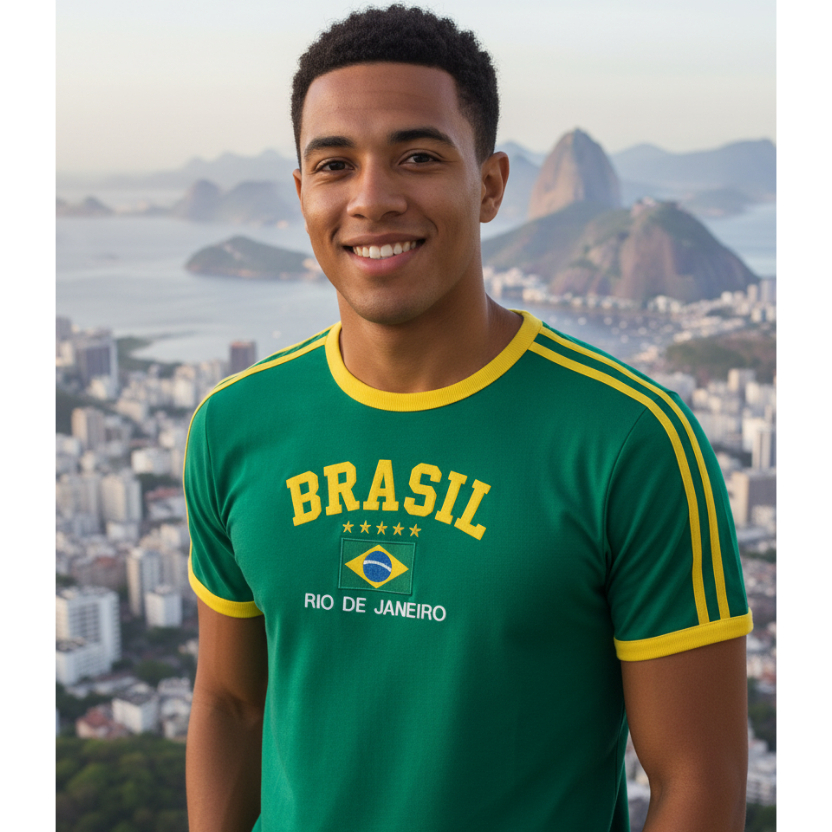 Blusa Do Brasil Bandeira Bordada Unissex - Verde