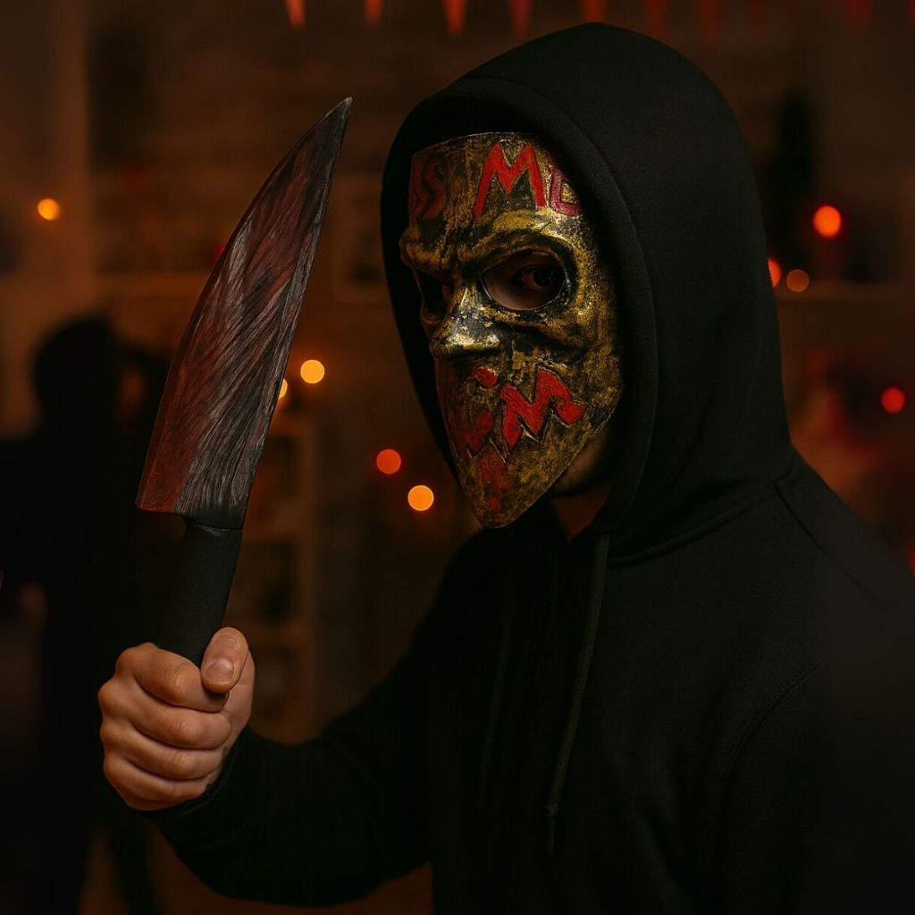 Máscara The Purge Uma Noite de Crime Dourada Fantasia Halloween Filme Terror Americano Assassino